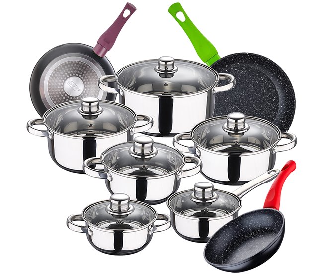 Bateria de cozinha 12 peças com jogo de patch Multicor