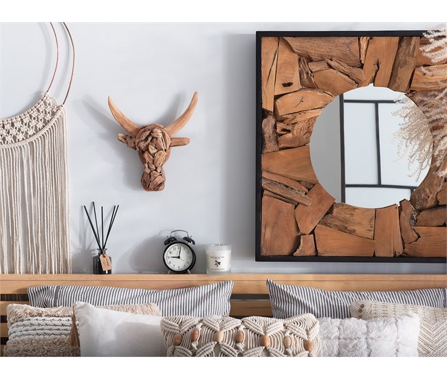 Beliani Figura de pared BULL HEAD Castanho