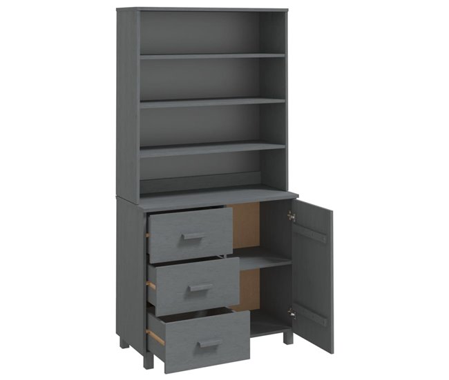 Aparador buffet cómoda armario mueble organizador cocina salón salón Cinza/ Madeira