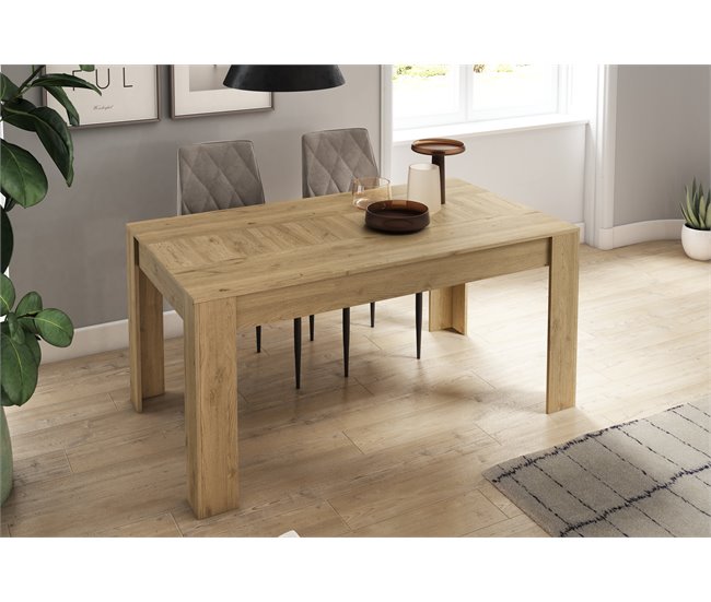 Conjunto de móveis para sala de estar - Aparador + Mesa de centro + Suporte para TV - Modelo Wind Carvalho