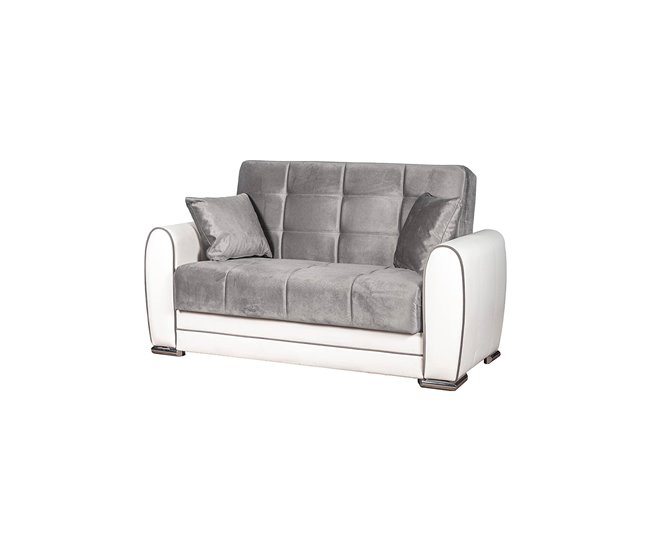 Sofá cama com península de tecido Branco