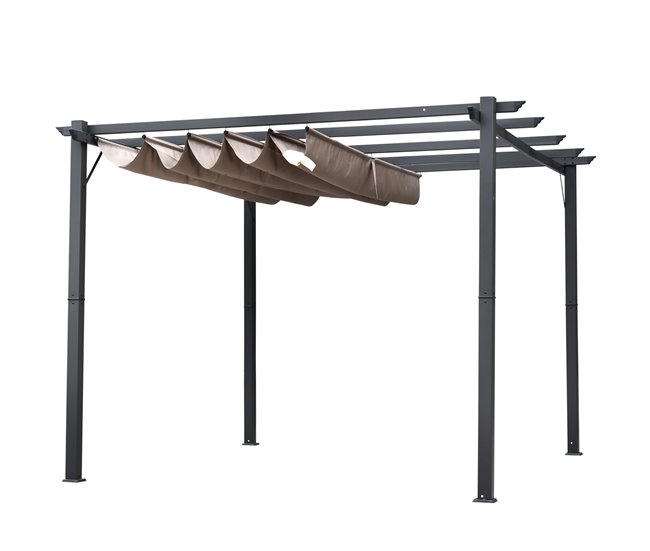 Pérgola Alumínio, Aço e Poliéster Outsunny 300x300 Preto