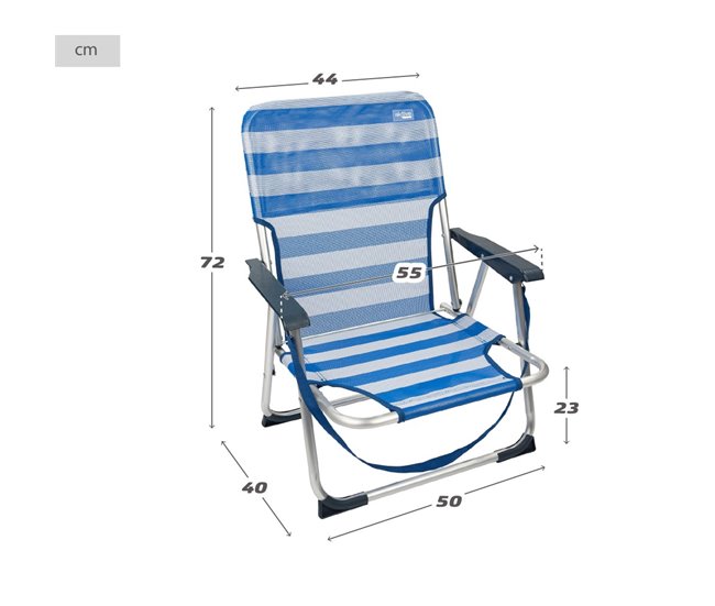 Aktive Pack 2 cadeiras de praia às riscas fixas e dobráveis Multicor