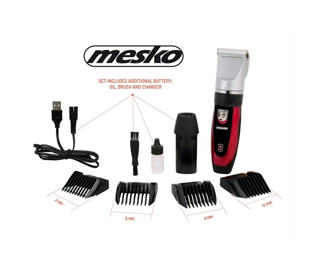 Aparador de Cabelo Mesko MS2847 Preto/ Vermelho