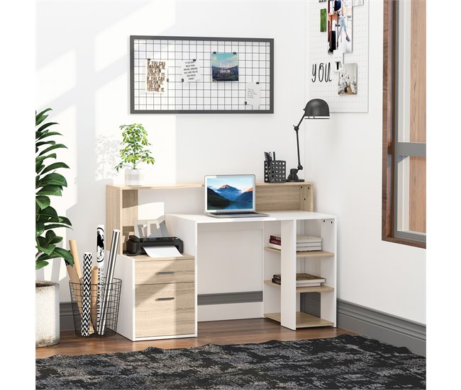 Secretária MDF HOMCOM, escritório - secretárias 137x55 Amarelo