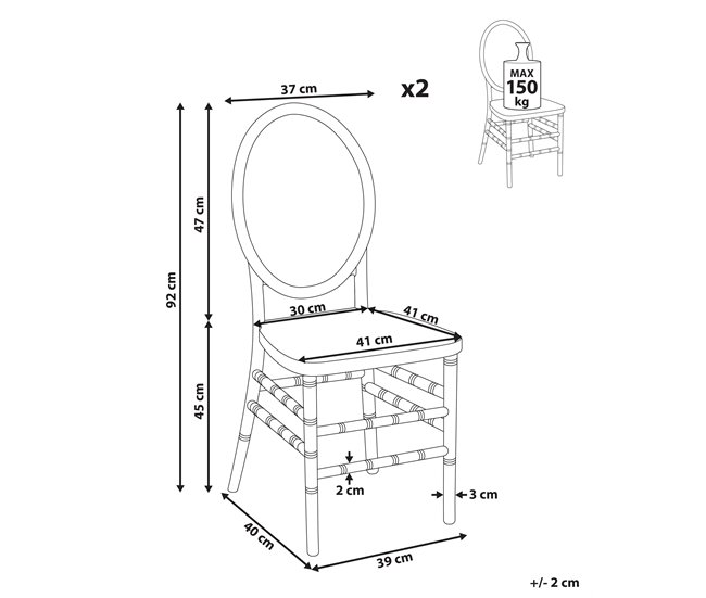 Beliani Silla de comedor MONTROSE Transparente