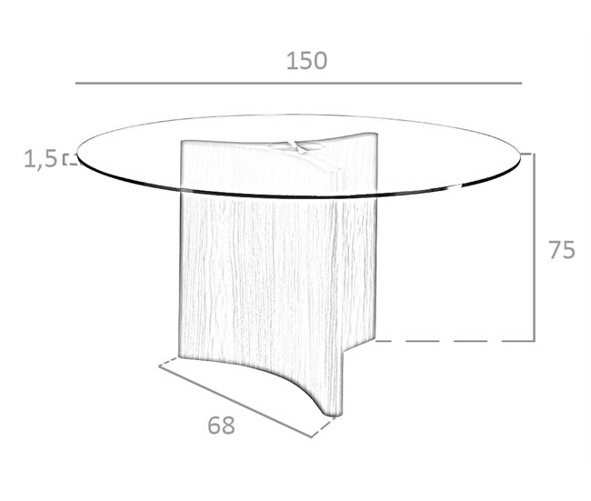 ANGEL CERDA Tabela de jantar redonda vidro temperado e nogueira 150x150 Nogal