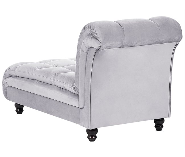 Beliani Chaise longue à direita Veludo LORMONT Cinza Claro
