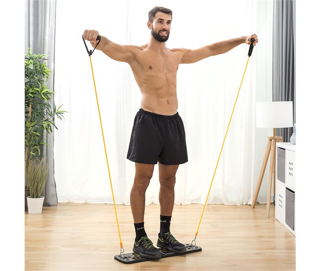 Prancha de flexões push-up com fitas de resistência de guia de exercícios Preto