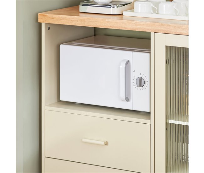 Aparador de cozinha com 2 portas para micro-ondas SoBuy FSB81-MI 120 Bege