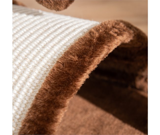 Arranhador para Gatos Aglomerado de Madeira, Pelúcia e Sisal Castanho