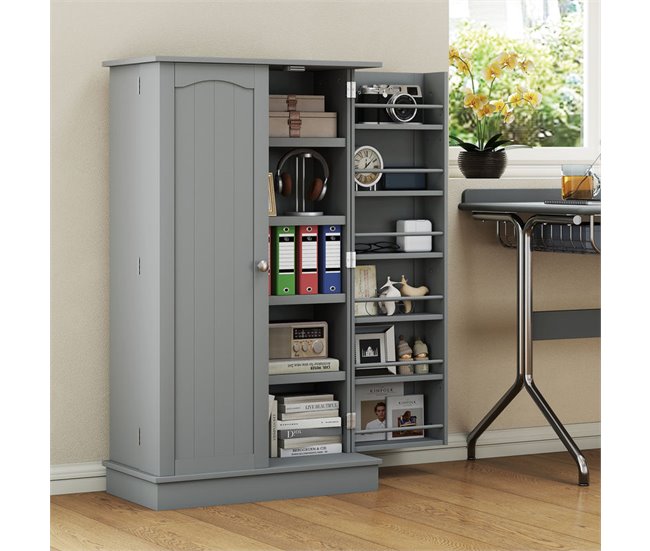 Armário de Cozinha MDF e Melamina de Madeira HOMCOM Cinza