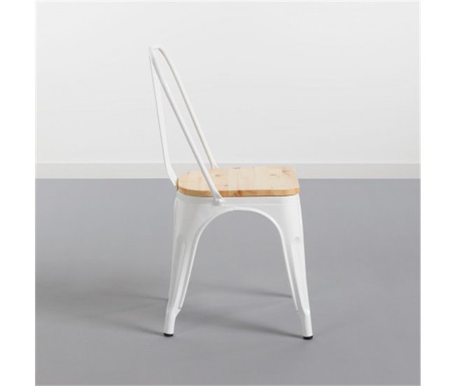 Cadeira Industrial Strong com Assento de Madeira Thinia Home Branco