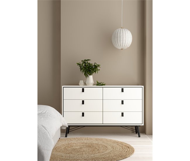 Aparador RY duplo 6 gavetas branco mate Branco