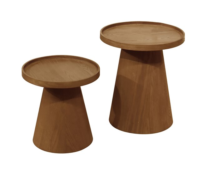 Conjunto de 2 mini mesas kilian madeira natural marca ecoanya