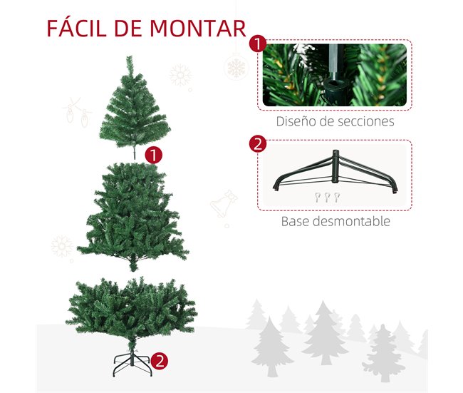 Árvore de Natal PVC e Aço HOMCOM, casa - natal Verde