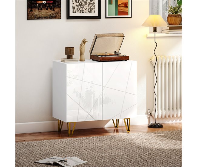 Aparador Melamina de Madeira e Metal HOMCOM Branco