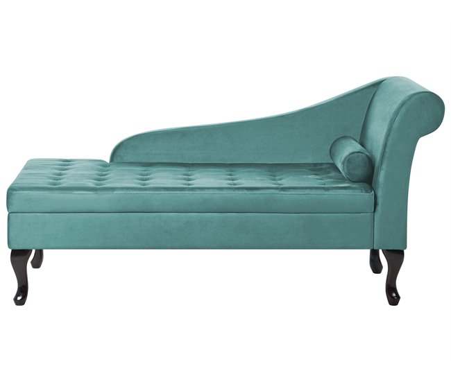 Beliani Chaise longue à direita Veludo PESSAC Azul/ Verde