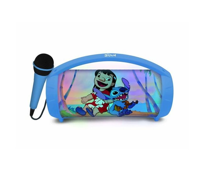 Altifalante Bluetooth com microfone para karaoke Stitch Disney Azul