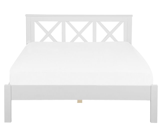 Beliani Cama com estrado Pinho TANNAY 169x208 Branco