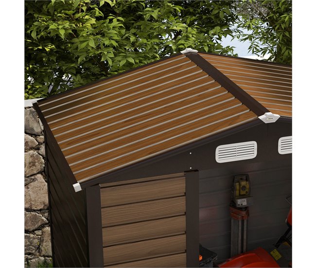 Abrigo de Ferramentas Aço galvanizado Outsunny Castanho