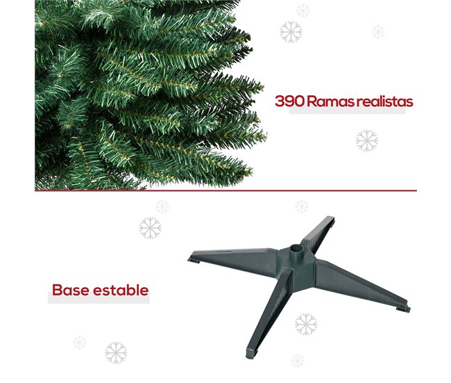 Árvore de Natal PVC, metal e plástico HOMCOM, casa - natal Verde