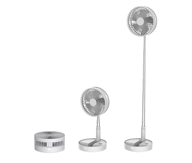 Ventoinha multifunções Klack com cabo e bateria, 3 velocidades Branco