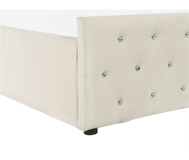 Beliani Cama com estrado Veludo AMIENS 191x217 Bege