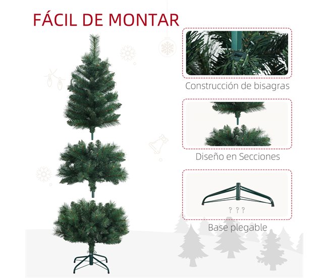 Árvore de Natal Plástico, metal HOMCOM, casa - natal Verde