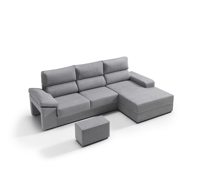 Chaise longue dereita com arrumação RUBIK Cinza