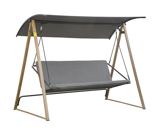 Baloiço de Exterior 224x133x173 cm Outsunny Cinza