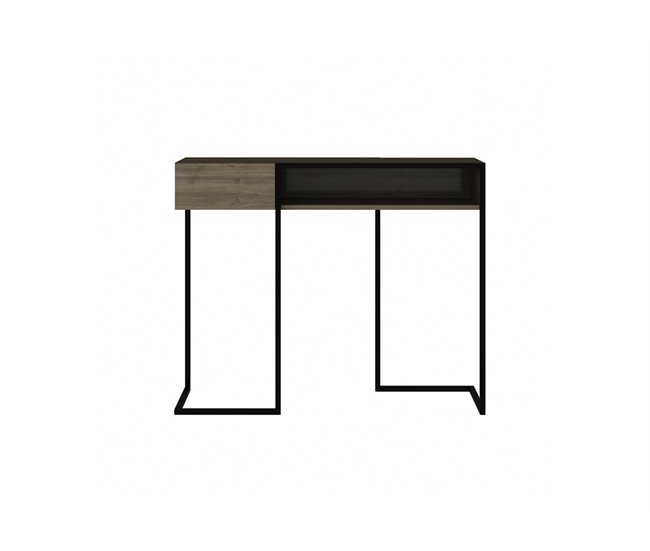 Consola ZUG cor nogueira com pés de metal petro Preto/ Madeira