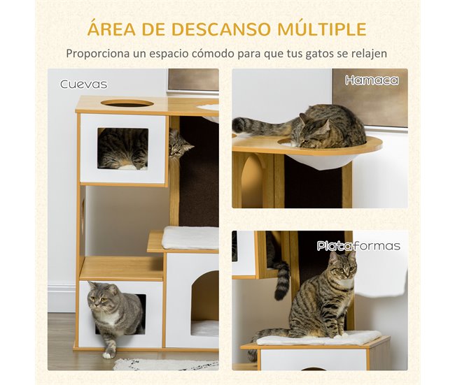 Casa para Gatos MDF e Pelúcia PawHut Castanho
