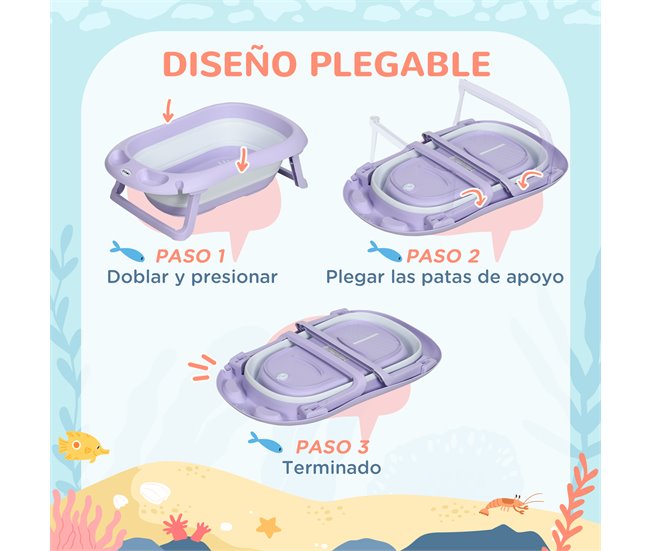 Banheira para Bebé PP, TPE, espuma PS e poliéster ZONEKIZ Roxo