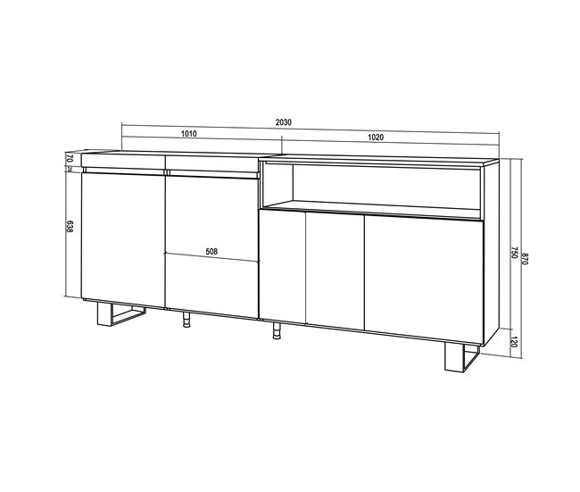 Aparadores para sala 200 Branco/ Preto