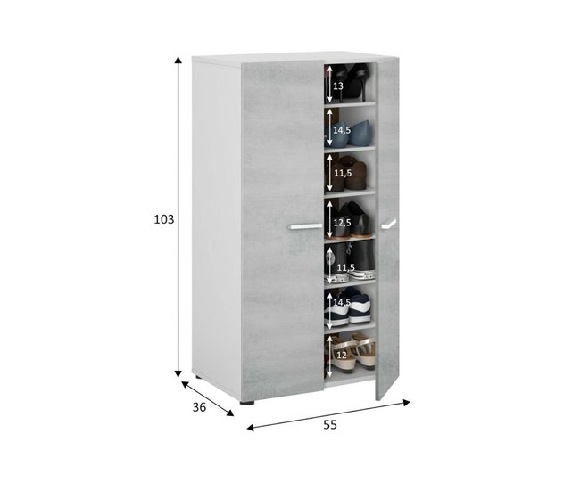 Armário multiuso com 2 portas com efeito madeira Cinza
