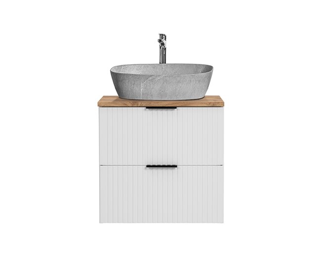 Móvel de lavatório simples com efeito de pedra Adriel Branco