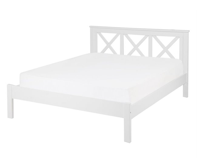 Beliani Cama Pinho TANNAY 149x208 Branco