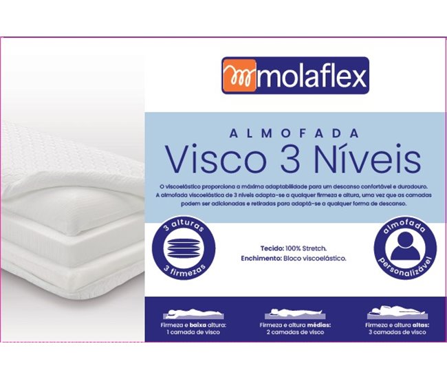 Almofada VISCO3CAPAS medida 60cm marca Molaflex Branco