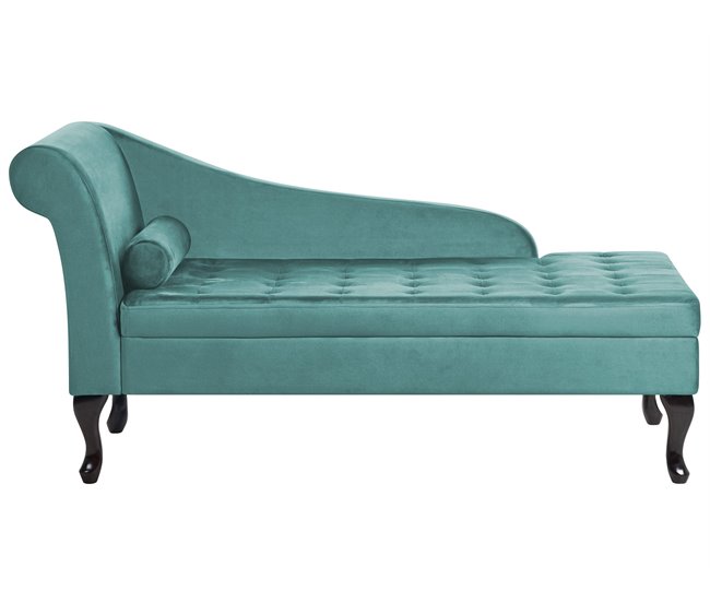 Beliani Chaise longue à esquerda Veludo PESSAC Azul/ Verde