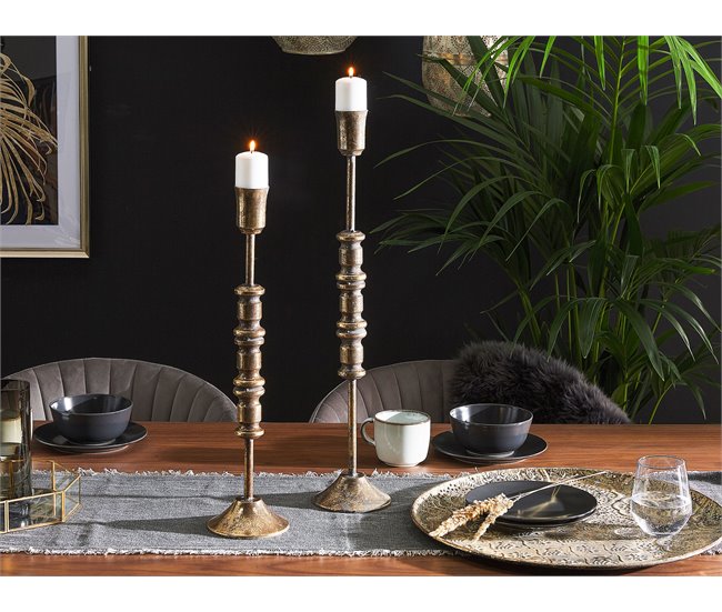 Beliani Candelabro SALAMINA Dourado