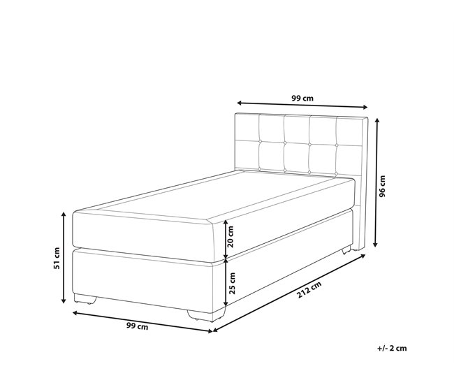 Beliani Cama continental Poliéster ADMIRAL 99x212 Cinza Claro