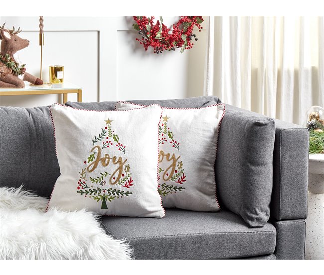 Beliani Almofada decorativa ECHEVERIA Branco