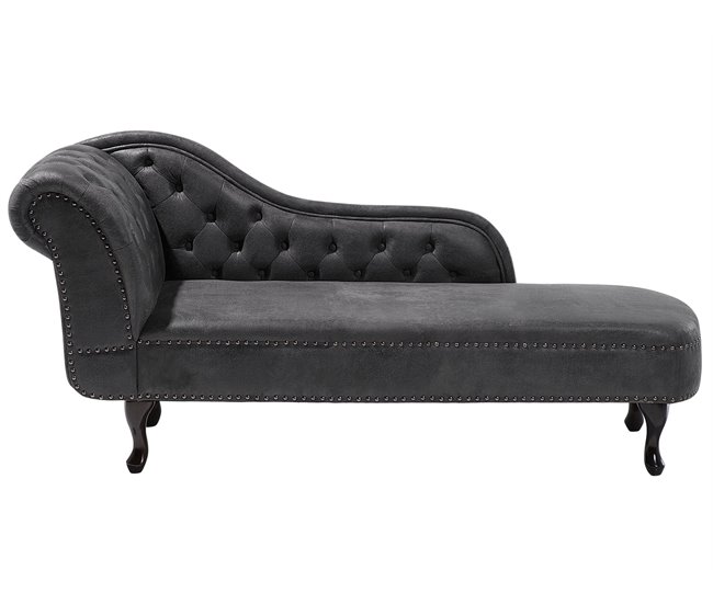 Beliani Chaise longue versão à esquerda Camurça sintética NIMES Cinza Escuro