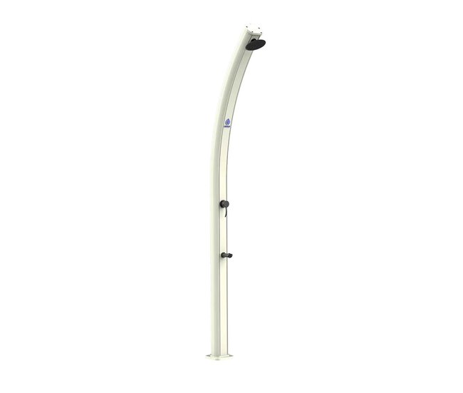 Chuveiro solar de alumínio ecológico EMI Sined com chuveiro solar suspenso e lavador de pés de 25 litros, Branco Branco