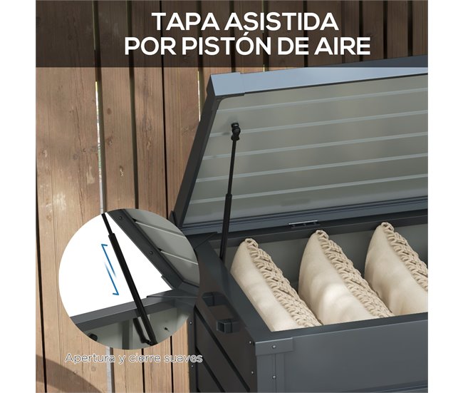 Baú de Armazenamento aço galvanizado Outsunny Cinza