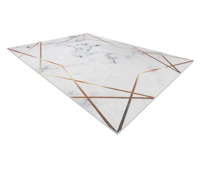 ANDRE 1220 Tapete Mármore rico antiderrapante 80x150 Branco/cinza