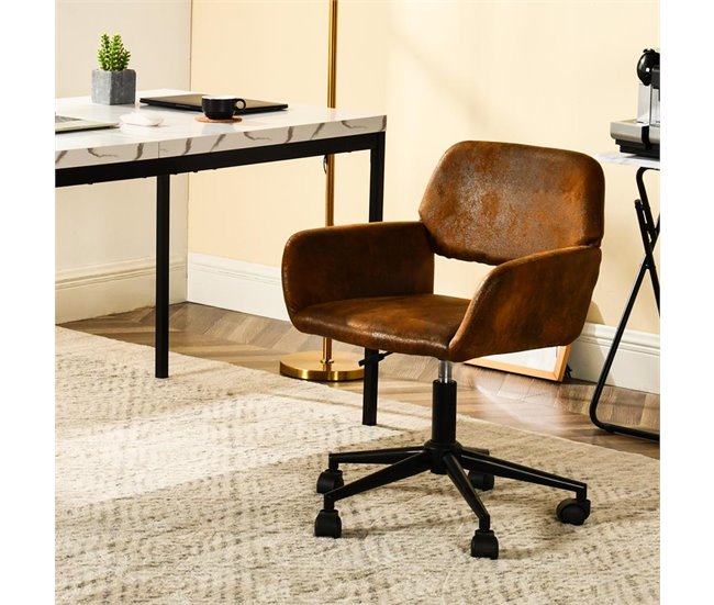 Cadeira de jantar giratória estofada Castanho