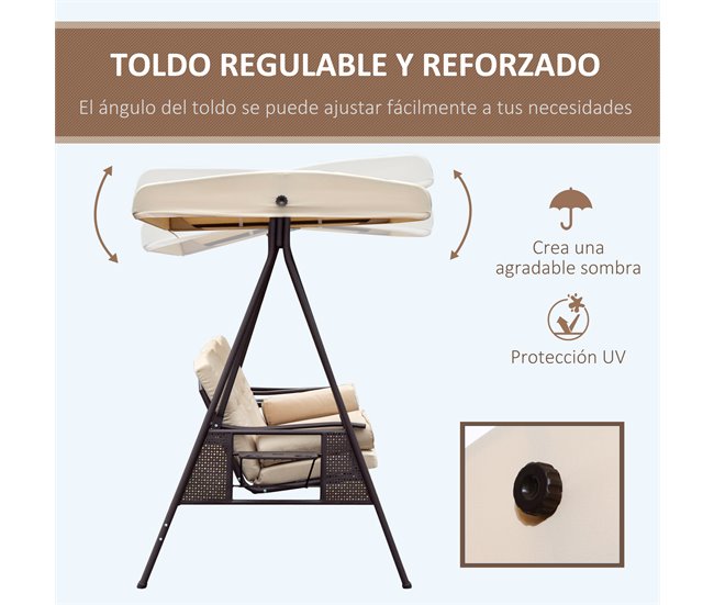 Baloiço de Jardim Metal e Poliéster Outsunny Bege