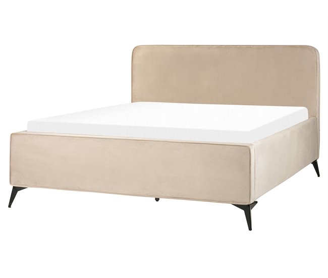 Beliani Cama com estrado Veludo VALOGNES 172x220 Bege